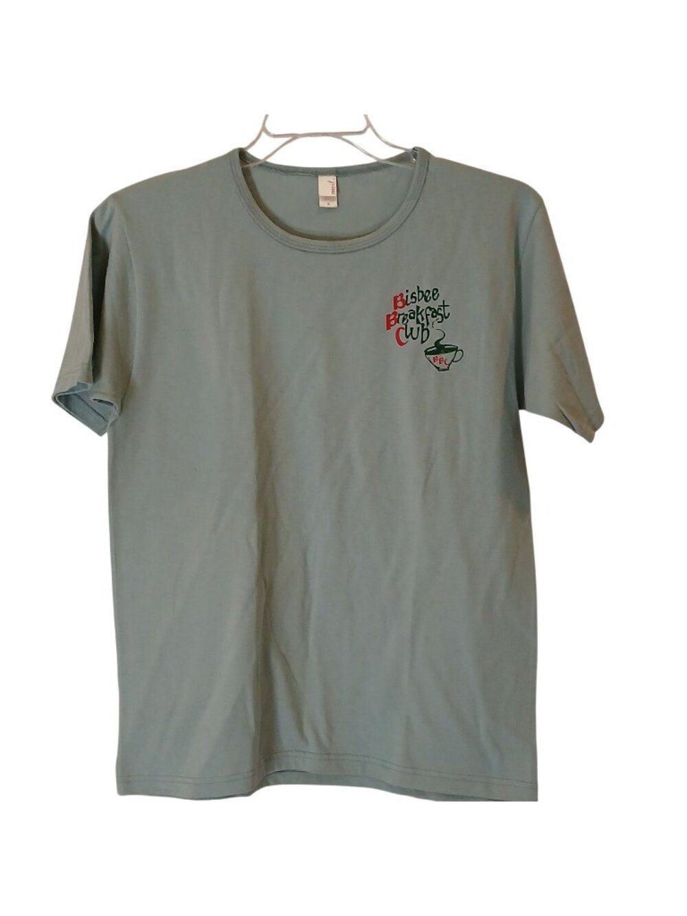 Bisbee Breakfast Club Graphic Tee Anvil Womens M Light Blue Green Cotton #I-11